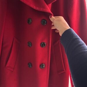 Red Burberry Peacoat XL